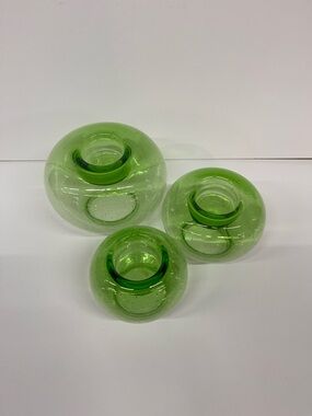 Southern Living Green Blown Glass Bubble Vases - Set of 3